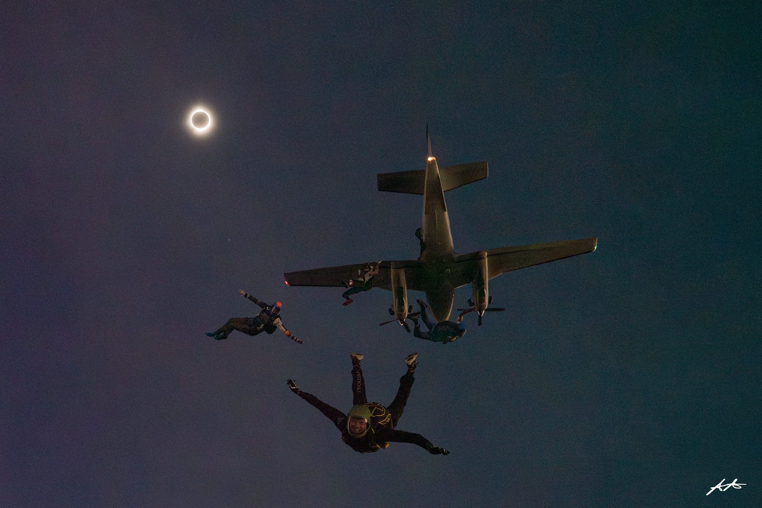 night skydiving total solar eclipse skydive