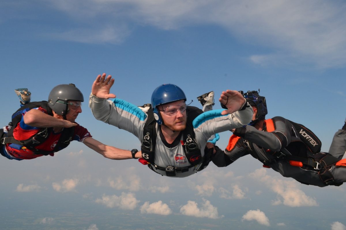 aff skydive freefall with two instructors